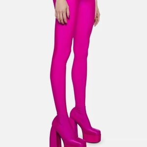 Vibrant Pink Tights and Platform Heels